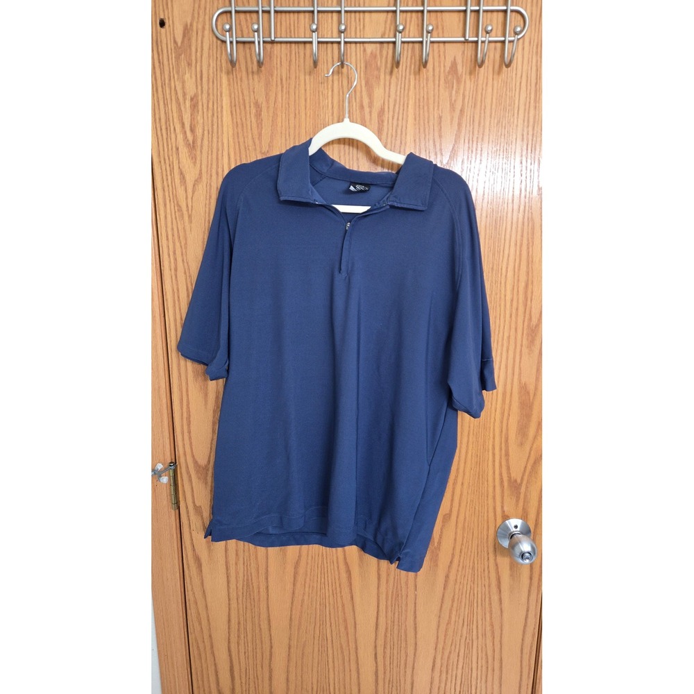 Nike Golf Dri-FIT UV Quarter Zip Polo Shirt Mens Large Navy Blue Short Sleeve